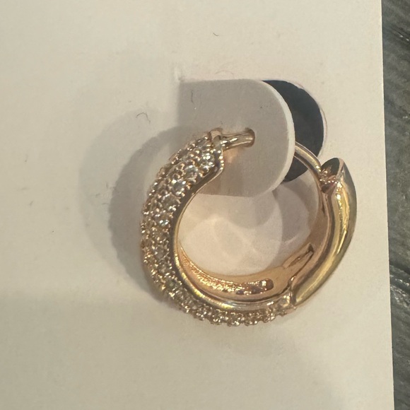 Kate Spade Hoop Huggie Earrings - Rose Gold & Cubic Zirconia - Picture 4 of 5